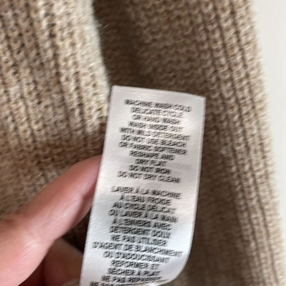 Tahari Wool Blend Cowl Neck Sweater Taupe Shaker Stitch Knit Long Sleeves M - Picture 8 of 12